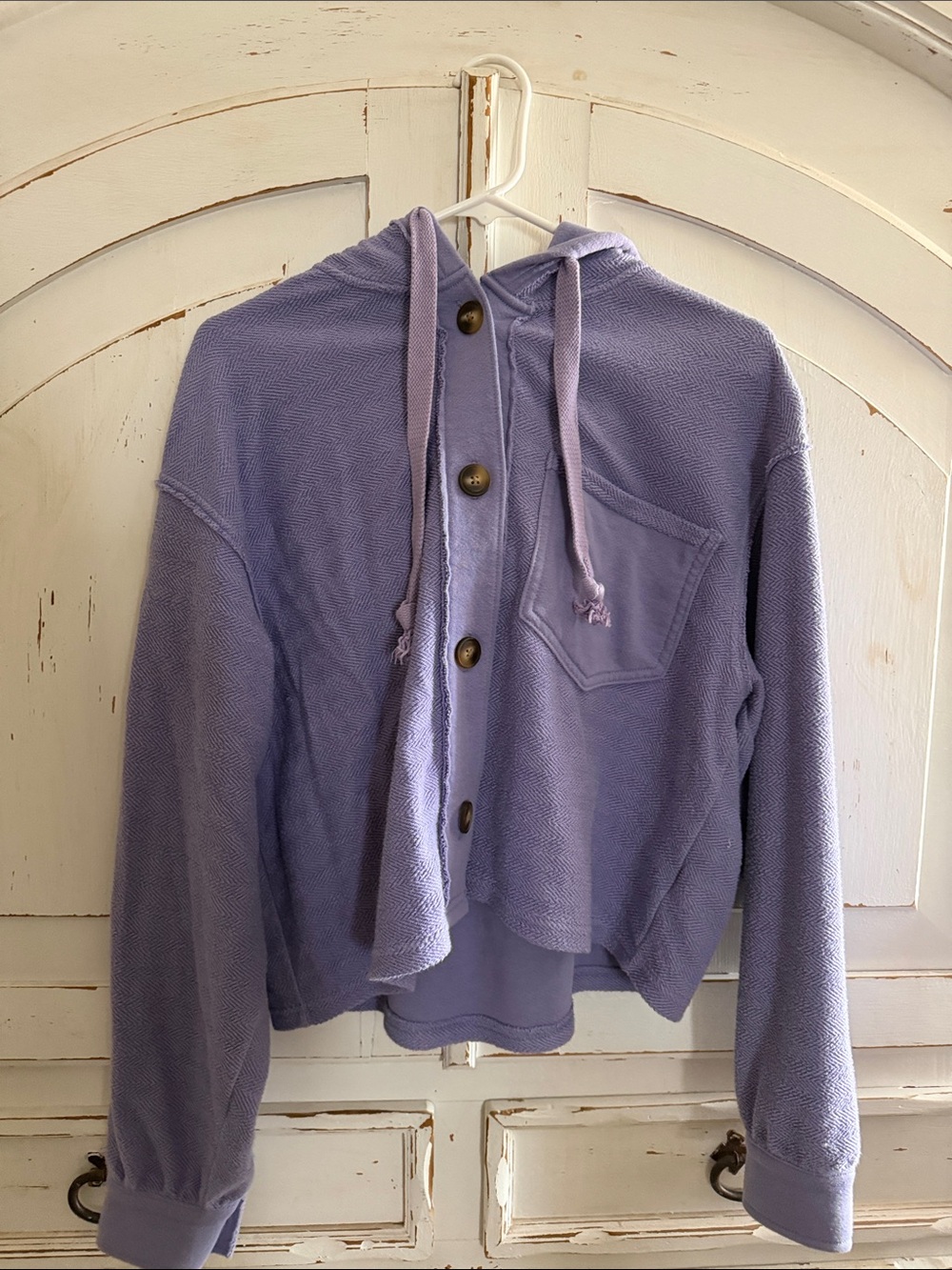 American Eagle Outfitters Lavender Button-Front Hoodie Jacket